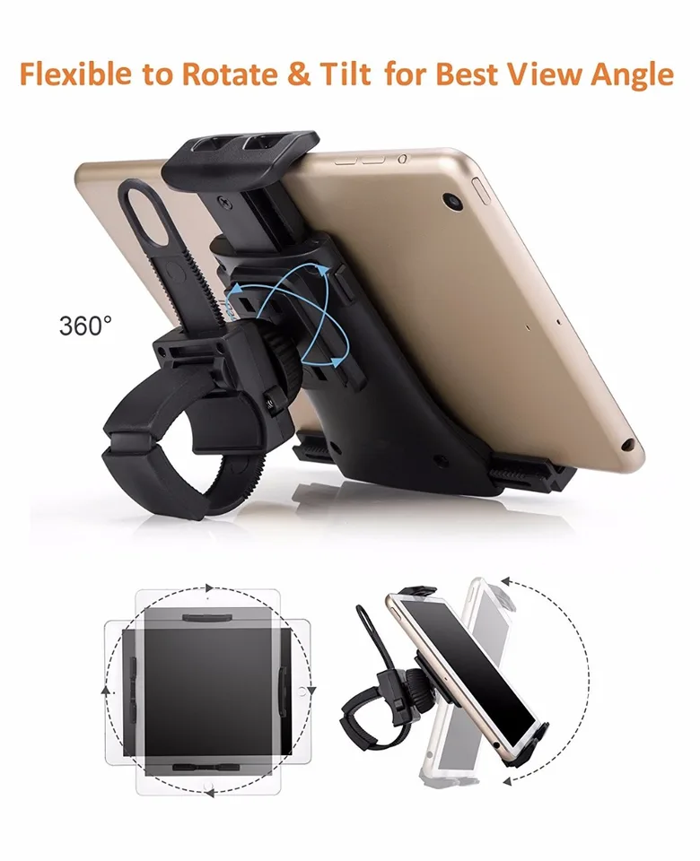 MoKo Universal Bike Tablet Mount - Handlebar Holder For 4-11 Inch Phones & Tablets On Exercise Bikes