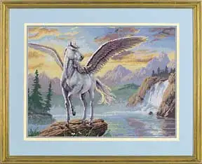 

COTTON Beautiful Counted Cross Stitch Kit Enchanting Pegasus White Flying Horse dim 35023