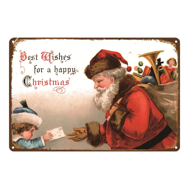 Merry Christmas Санта Клаус металлическая табличка Настенный/дверной Декор винтажные металлические жестяные вывески домашний декор хороший подарок Ретро Живопись плащи - Цвет: UV1898