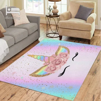 

Pretty Rainbow Unicorn 3D Printed Rectangle Rug for Adult Yoga Mats Living Room Decorative