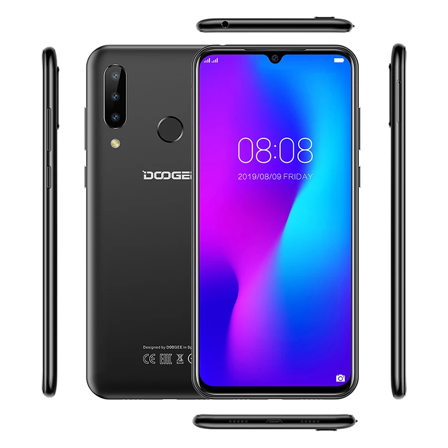 DOOGEE N20 6,3 ''FHD+ Капля воды 4 Гб 64 Гб отпечатков пальцев Смартфон 16 МП Тройная задняя камера MT6763 Восьмиядерный мобильный телефон 4350 мАч LTE