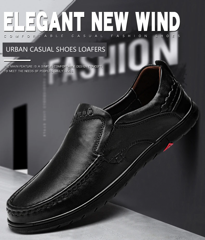 new fashion men's shoes casual genuine leather male slip on loafers black brown lace up shoe man flat driving shoes for men