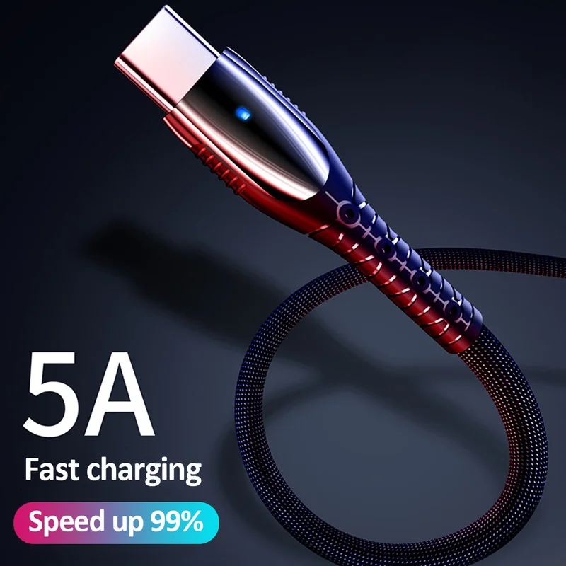 

Quick Charge USB C Type C Cable 5A for Huawei Lite Pro USB Charging Cable for Huawei P20 P30 Cables with Light Charge Wire 2019