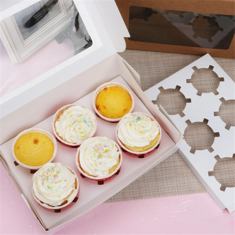 2/4/6/12 Hole White Windowed Cupcake Boxes with Secure Removable Tray, Convenient Cardb... - SKU WCB01608 - UGI Packaging