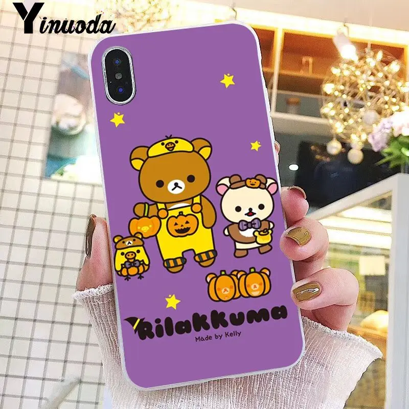 Yinuoda милый медведь Rilakkuma ТПУ Мягкий силиконовый чехол для телефона iPhone 8 7 6 6S Plus X XS MAX 5 5S SE XR 10 Чехол