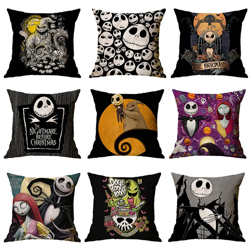 Nightmare Before Christmas Cartoon Skull Jack Printed Cushion Cover Halloween Decorative Pillowcase Sofa Car Home Decor Pillow | Дом и сад