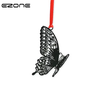 

EZONE Metal Hollow Out Bookmark With Red Rope Chinese Vintage Bookmark Leaves/Rose/Birdcage/Butterfly Pattern Custom Bookmark