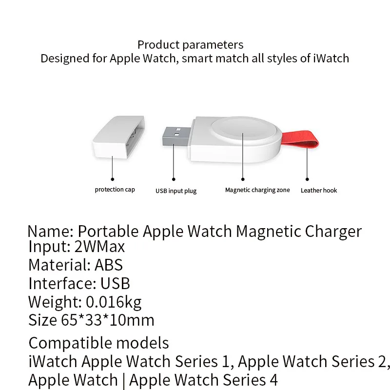 Переносное Беспроводное зарядное устройство для зарядной док-станции iWatch USB зарядное устройство кабель для Apple Watch Series 2 3 4