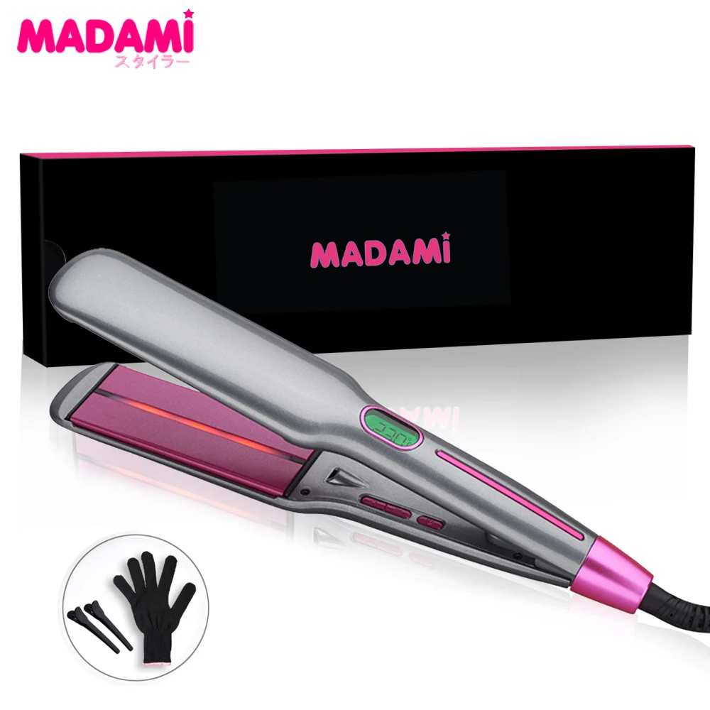 

Professional Hair Straightener Curler Infrared Anion LCD Screen Flat Iron Ceramic Wide Plate Salon Fast Heat Hair Styling Tools