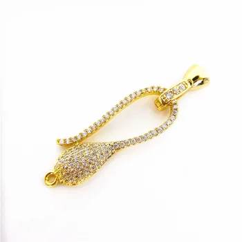 

Copper Gold Plated Cubic Zirconia Fastener Clasp Hooks Connectors Accessories For DIY Necklace&Bracelet Chain Jewelry Making