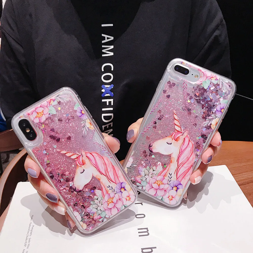 

FQYANG Flamingo Unicorn Dynamic Liquid Quicksand Transparent Phone Case For REDMI NOTE 6 PRO 6 6A NOTE5 PRO 5A 5 4X Back Cover
