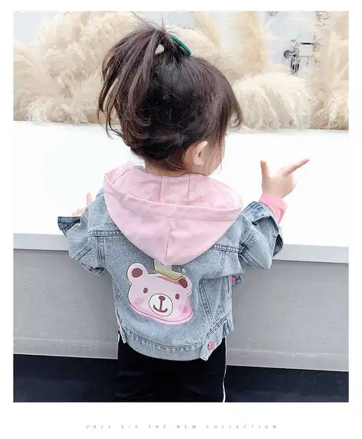 Spring Autumn Kids Denim Jackets for Girls Baby New Flower Embroidery Coats Fashion Children Outwear Ripped Jeans Jackets 1-5Y C