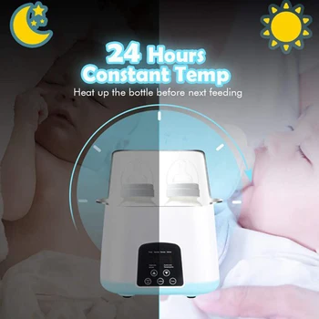 

Baby Bottle Warmer, Bottle Steam Sterilizer 5-In-1 Smart thermostat Double Bottle Baby Food Heater for Breast Milk or formula