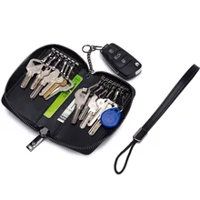 Сумка для ключей большого объема многофункциональная мужская из натуральной кожи практичная новая женская сумка для ключей на молнии простая из воловьей кожи