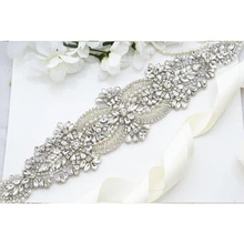 MissRDress Хрустальный жемчуг пояс невесты ручной пояс с бисером для невесты серебряные стразы свадебный пояс для свадебных вечеринок платья JK877