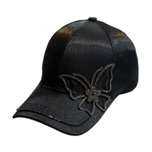 Женская Кепка летняя мода дикая шляпа от солнца Стразы Бабочка Повседневная хипстерская уличная бейсболка