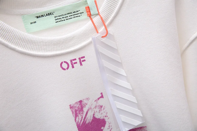 Off-white Street gradient rainbow lightning граффити стрелка круглый вырез тонкая секция спортивная женская мужская Толстовка