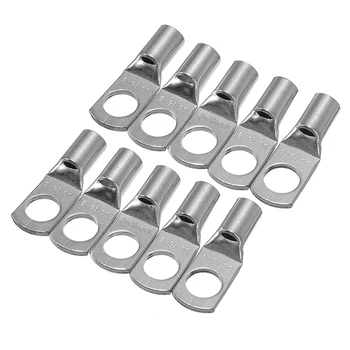 

10pcs Cable Lugs Terminal SC16-8 Silver Copper Connector For Electrical Battery Welding Wire AWG Hole Cable Lugs Set