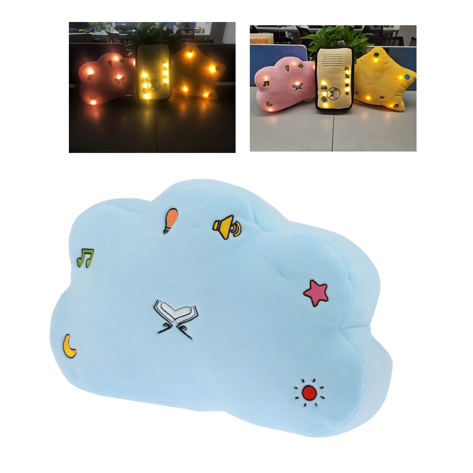 Soft Quran Dua Pillow Speaker w/Light&Sound Cloud Islam Quran Talking Islamic Doll Toy Muslim Prayer Baby Gift Eid--Blue