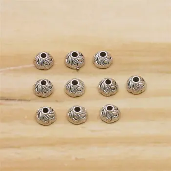 

10PCS Alloy Flower Spacers Hardware Fittings Accessory Silver-plate DIY Loose Beads Necklace Bracelet Hand Made Women Jewelry
