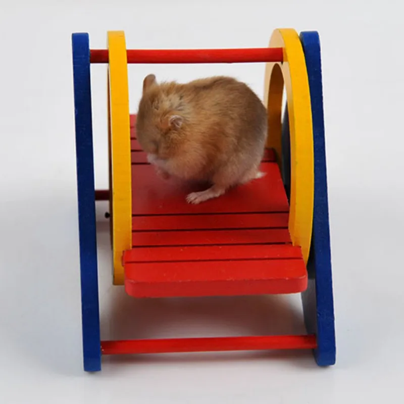 Hamster Rainbow Swing Fun Cute Seesaw Pet Toy Wooden Hamster Play Toys For Small Animals