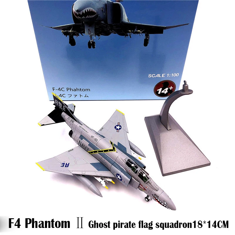 F4 Phantom 2 Pirate Vietnam War Mig Killer US F-4c Phantom Scat Strike Aircraft F4 alloy Fighter Aircraft Model 1/100 Alloy Classic Collection - Цвет: F4 Phantom 2 Pirate