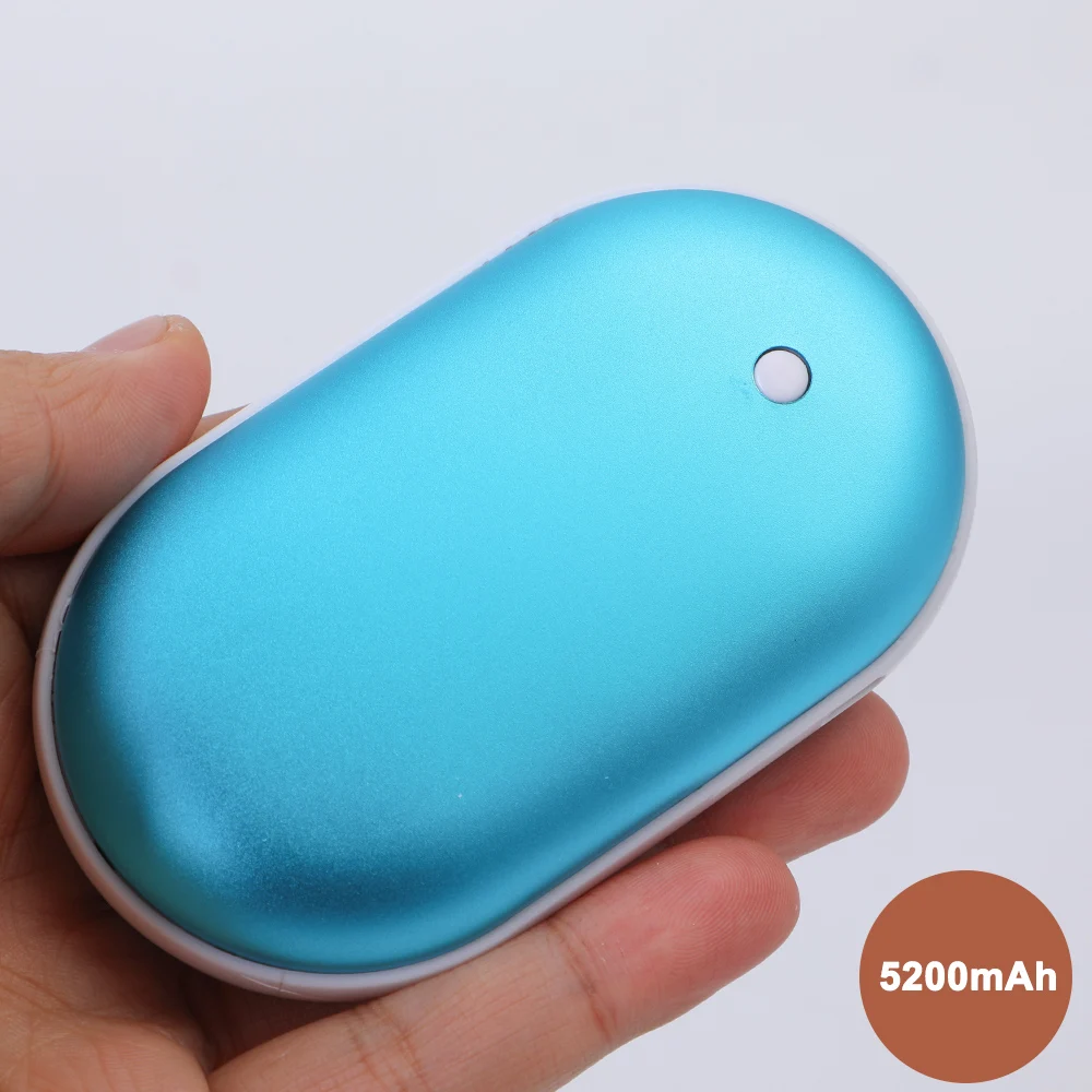 5200mAh blue USB ручной нагреватель 5200 мАч перезаряжаемый электрический обогреватель для рук мини-телефон внешний аккумулятор Карманный нагреватель Быстрая зарядка портативный внешний аккумулятор - Цвет: 5200mAh blue