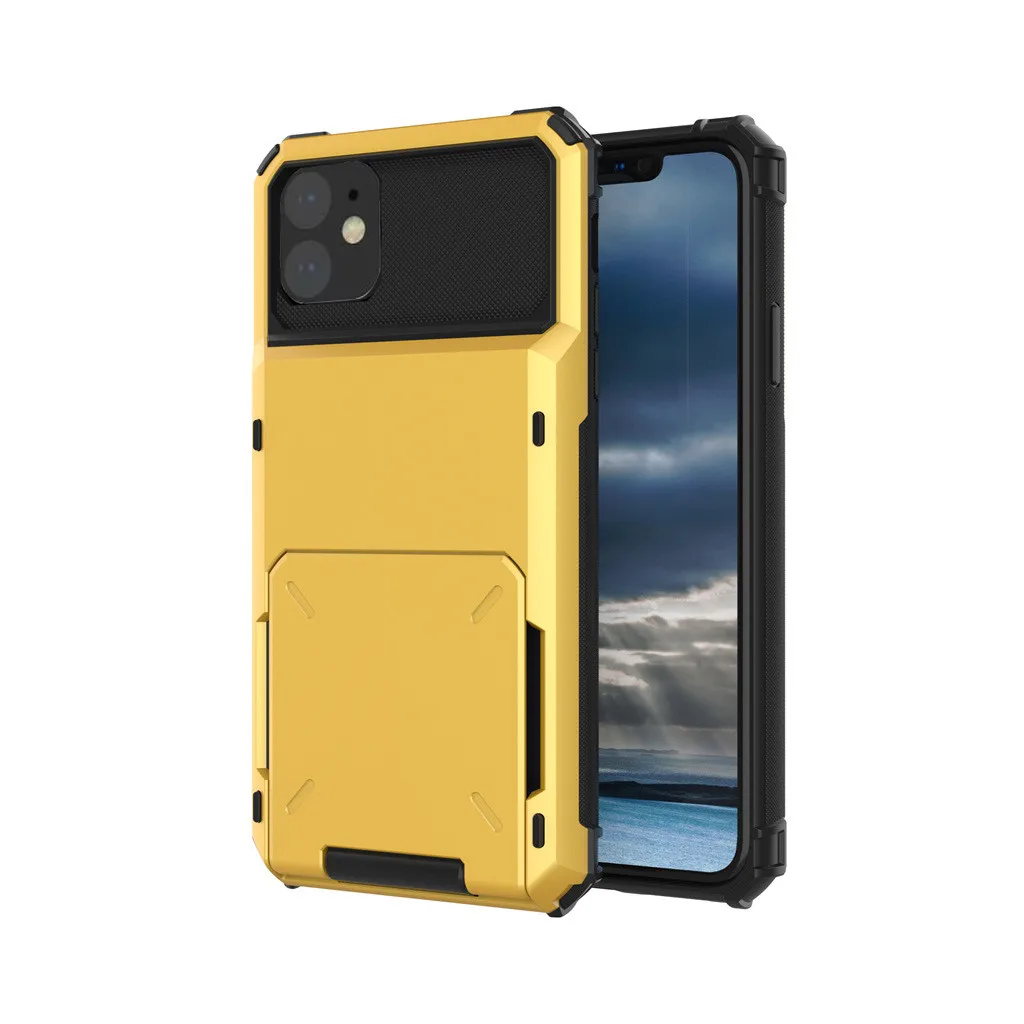 Чехол со слотом для карт для Iphone 11, 6,1 дюймов, чехол-кошелек s, мягкий ТПУ, Жесткий Чехол из поликарбоната, противоударный чехол из ТПУ