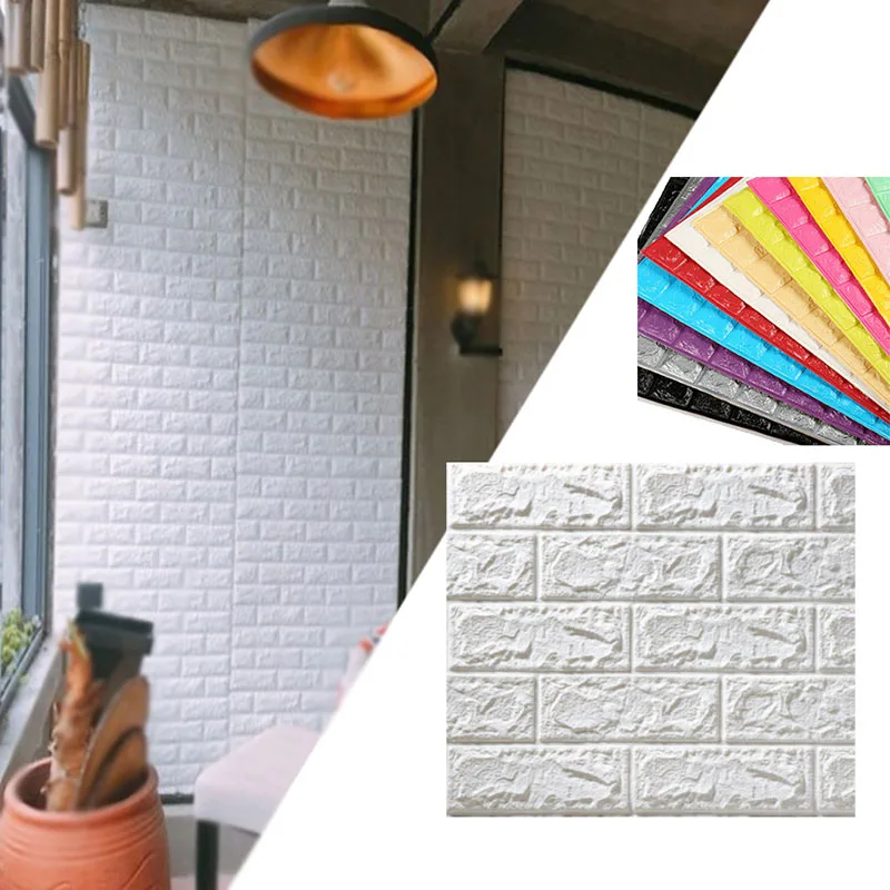 PE Foam 3D Wallpaper DIY Sound Insulation Anti-mildew Wall Stickers Decor Embossed Brick Stone Room House Poster | Дом и сад