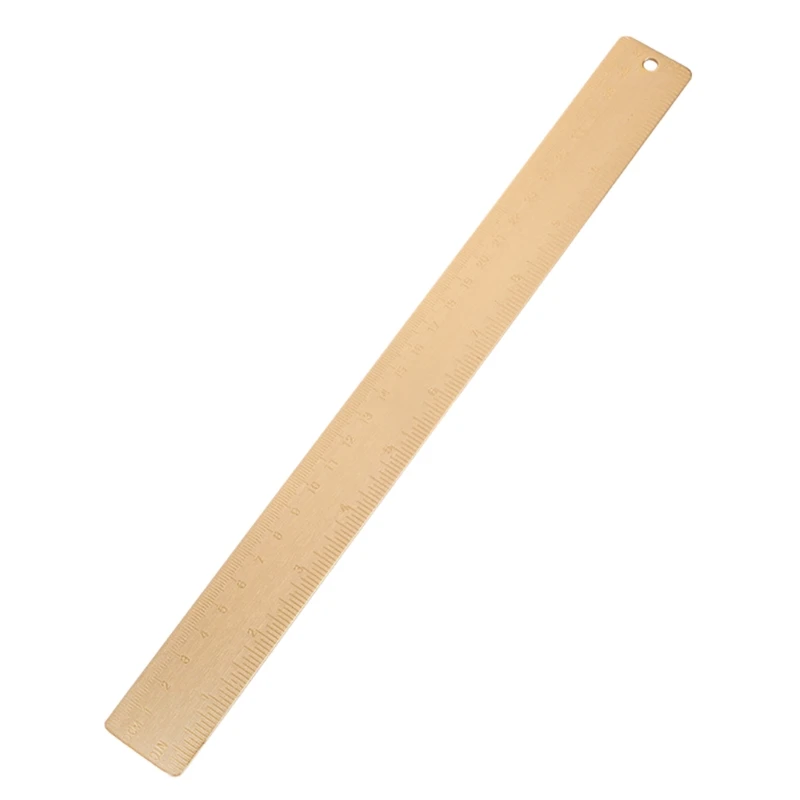 30cm Length Retro Brass Ruler Dual Scales Office Stationery for School Labs Engineering Workers