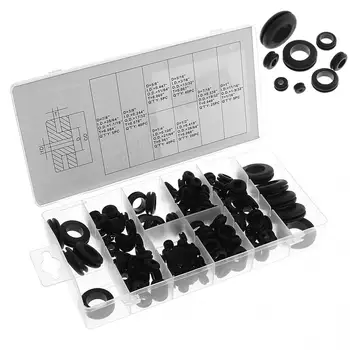 

180pcs Rubber Grommets Retaining Ring Set Seal Ring Assortment Protection Coil with Plastic Box for Blanking Hole/Wiring Cable