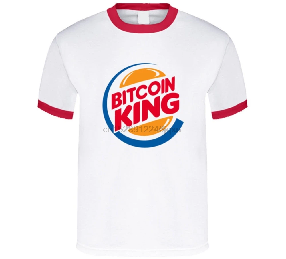 Биткоин Кинг Футболка Ringer Funny Burger Tee монета криптовалюта Hodl хлопок печатных