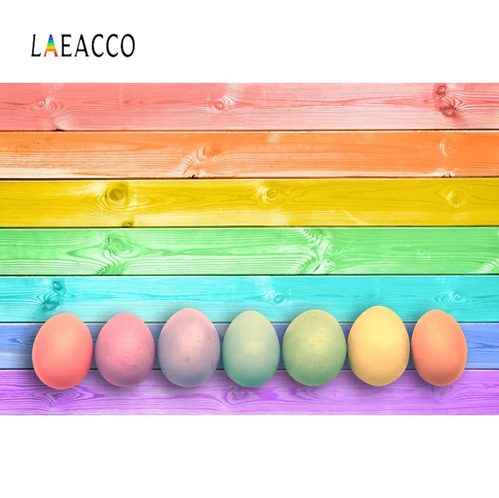 

Laeacco Wooden Backdrops Easter Eggs Colorful Planks Board Baby Pet Newborn Portrait Photographic Backgrounds Photo Studio