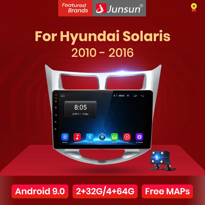 Junsun V1 2 ГБ + 32 Android 10 0 DSP для Hyundai Solaris 2010 2017 Автомобиль Радио Мультимедийный