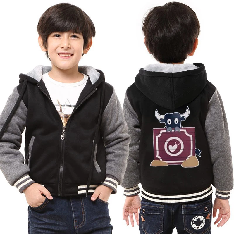 

COYOUNG Brand Children Thicken Sweatshirts Hoodies Boys Gray Hoody Zipper Fleece Coat Jacket Free Shipping