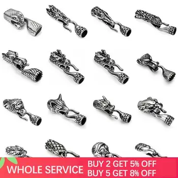

Chic Animals Head Hook Clasp End Clasp Fit 5 6 7 8 mm Leather Cord Bracelet Making Stainless Steel Connector DIY Jewelry Finding