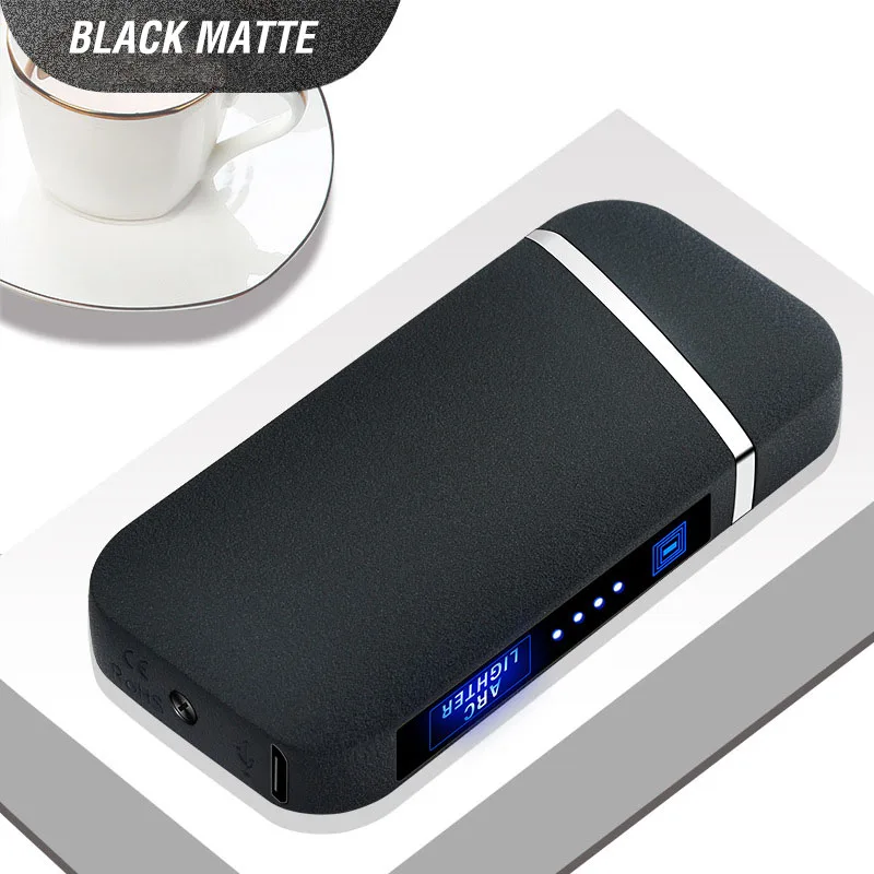 319-Matte Black Портативная электрическая зажигалка с подключением к USB ветрозащитная двойная дуговая Зажигалка электронные гаджеты аксессуары для курения беспламенные металлические гаджеты для мужчин - Цвет: 319-Matte Black