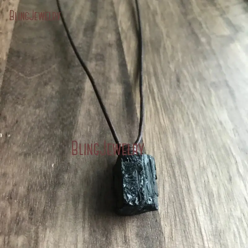 20190807-NM27813- Irregular Shapeblack Tourmaline Leather Necklace_7