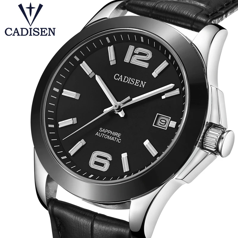 CADISEN C1009 популярные мужские механические часы от ведущего бренда, кожаные военные часы, модные спортивные бизнес-часы, водонепроницаемые мужские часы 5ATM