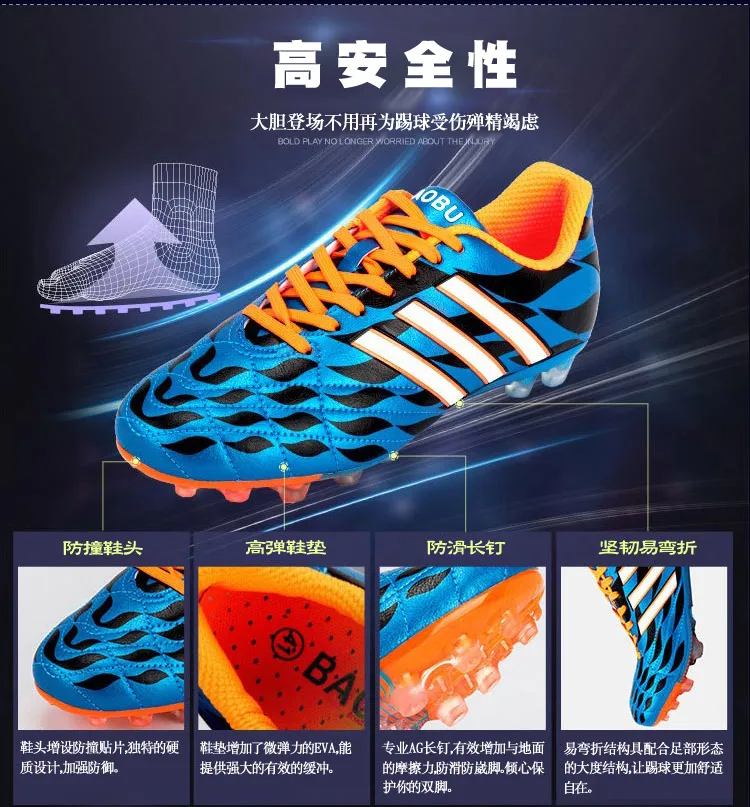 Spring/Autumn Soccer Mens Sneakers Comfortable Mens Outdoor Long Spike Cheap Womens Soccer Cleats Size 35-44 Sport Soccer Women