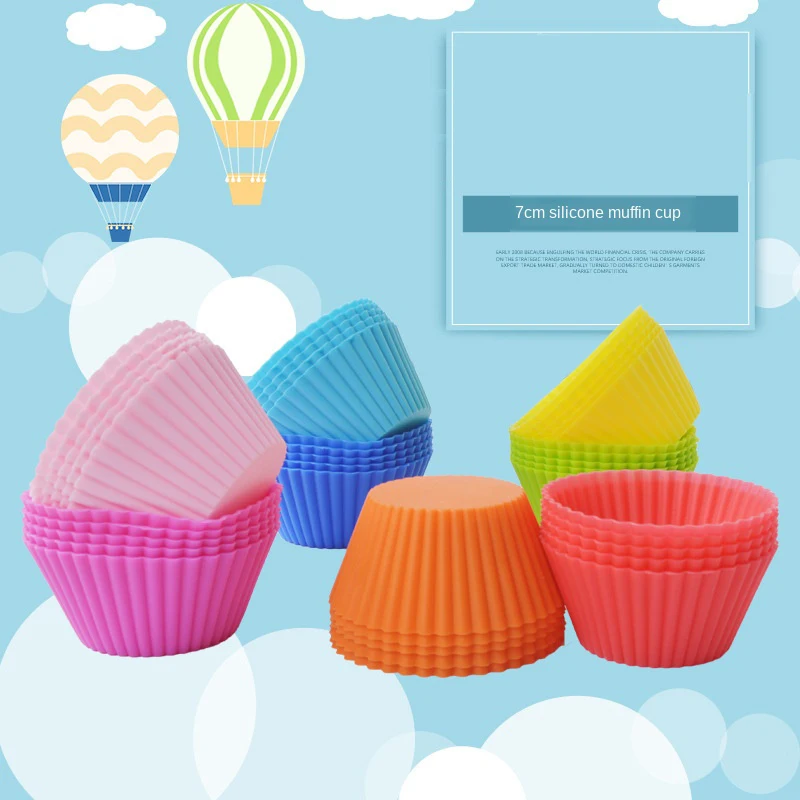 Silicone Muffin Cup Round Shape 7cm Cake Cup Small Bakery Mold 8 Color Baking Candy Molds Cupcake Decorating Tools Accessories