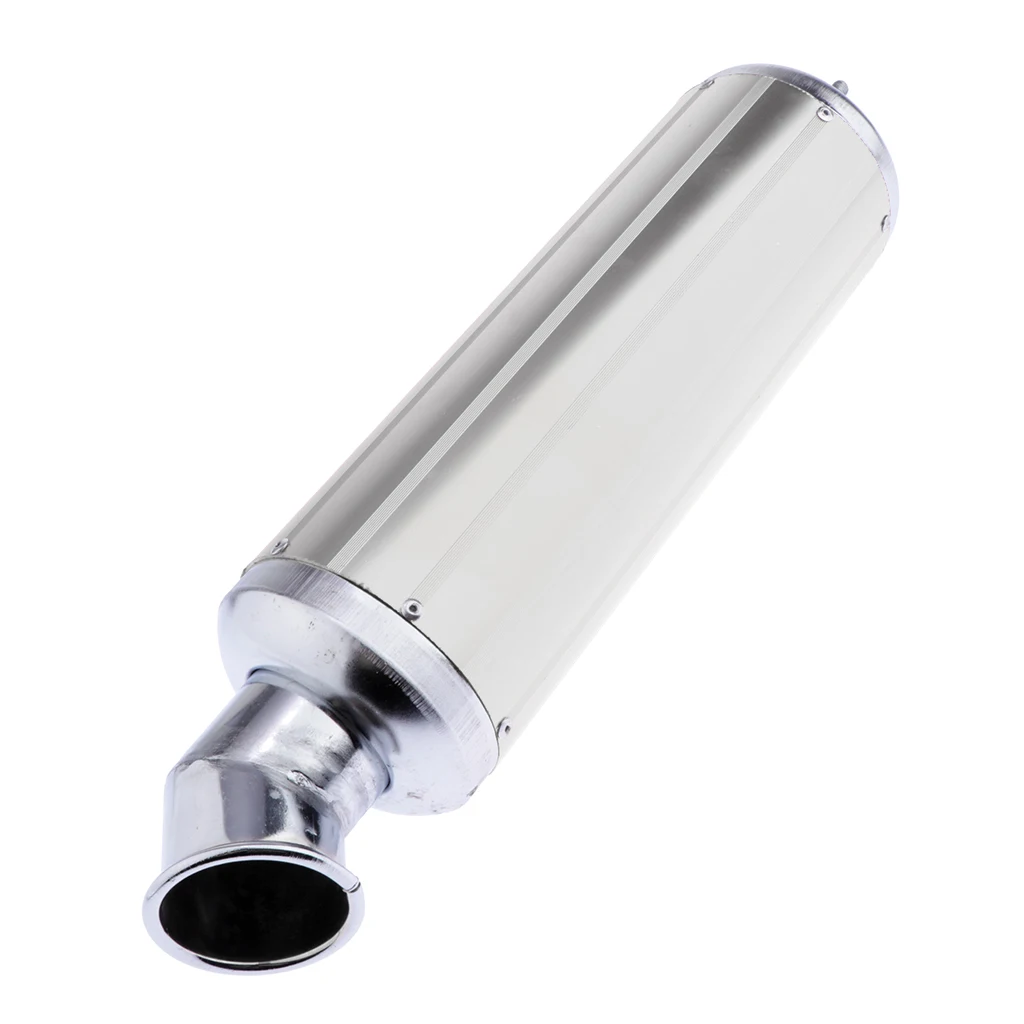 Motorcycle Exhaust Pipe Muffler Silencer Cruiser Chopper Cafe Racer Silver