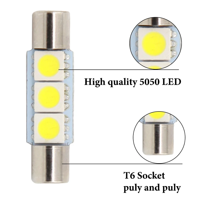 10pcs C5W T6  28mm 31mm Led  C10W LED 5050 SMD ڵ ׸    T  6000K  ȣ  12V