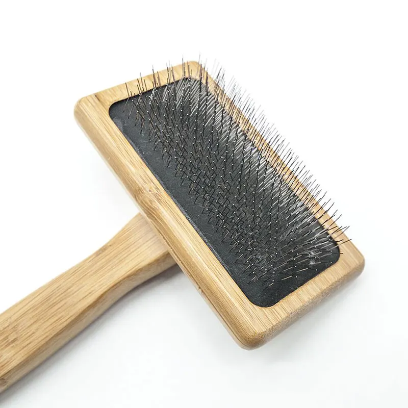 1Pcs 15cm Wood Slicker Brush with Stainless Steel Pins for Macrame