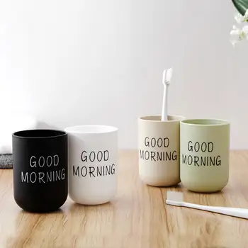 

New 1Pc 330ml Good Morning Cup Eco-friendly PP Material Water Cups Toothbrush Holder Washing Tooth Mug Bathroom Sets