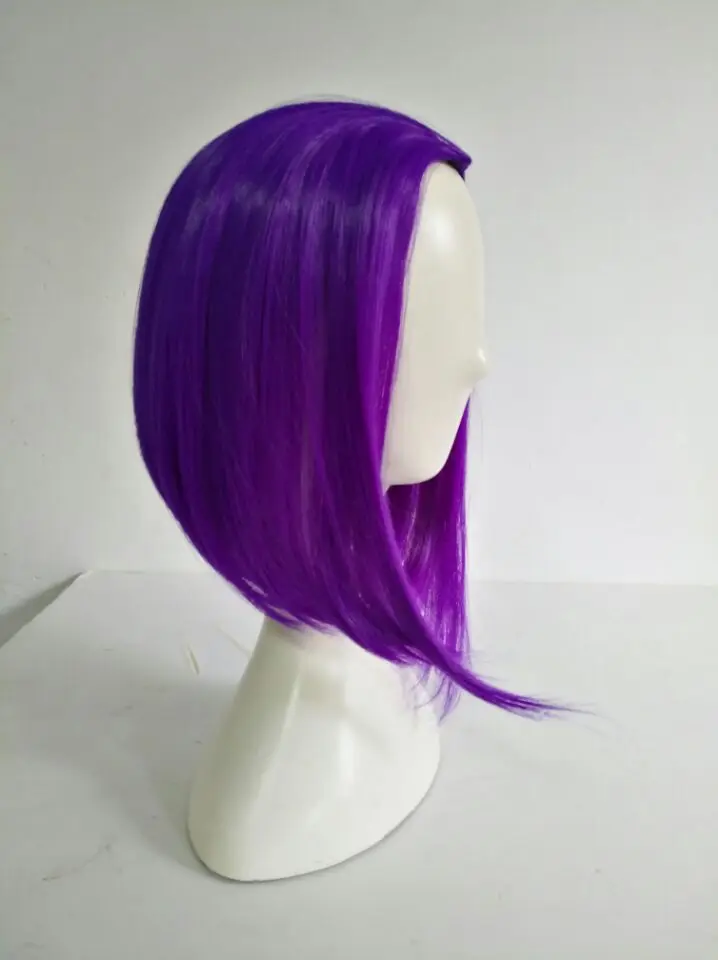 Аниме Ворон Косплей парики 35 см короткий фиолетовый Боб термостойкие синтетические волосы парик+ парик Кепка
