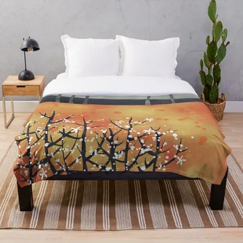 

Blackthorn Landscape Throw Blanket Soft Sherpa Blanket Bed Sheet Single Knee Blanket Office Nap Blanket