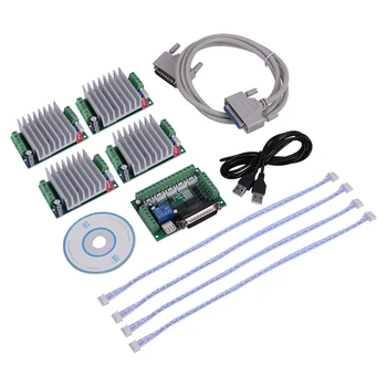 

CNC Mach3 Router 4 Axis Kit,TB6600 3 Axis Stepper Motor Driver Controller Kit 4.5A + One 5 Axis Breakout Board