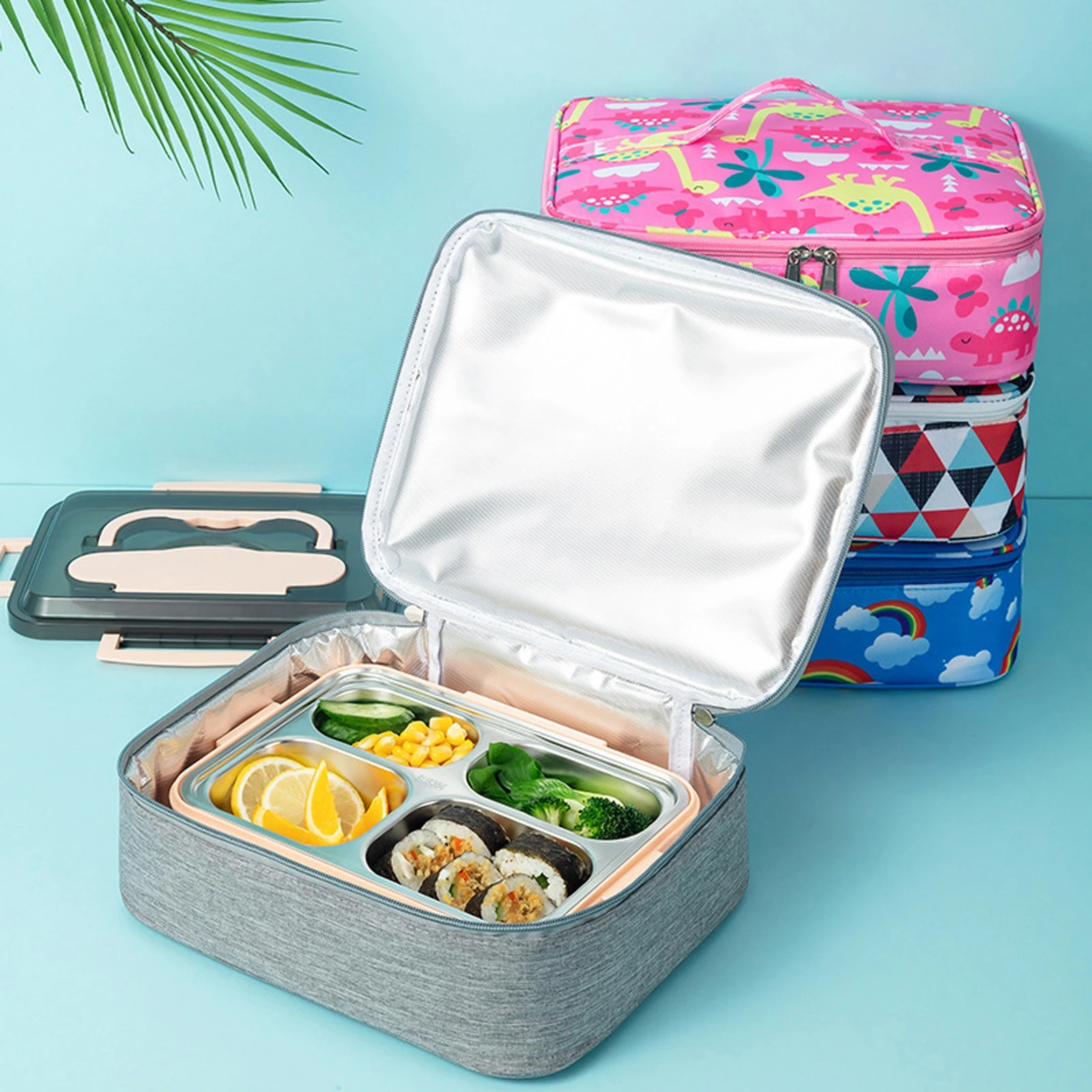 Bento Box Adult Kids Lunch Box, 37OZ With Ice Pack 6 Liter Insulated Lunch  Bag Set, With Built-in Utensils, Leakproof, Durable, BPA-Free and Food-Safe