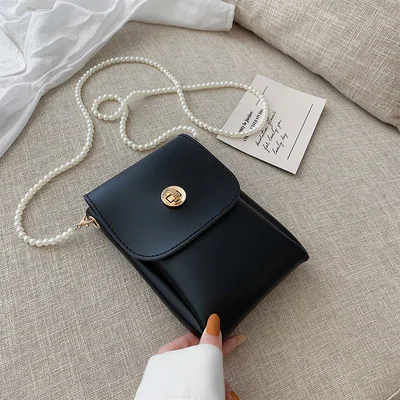 big pearl black Модные женские сумки с жемчугом, Женские Простые Дизайнерские Мини-маленькие квадратные сумки, сумка через плечо с цепочкой, Вечерние Повседневная Сумка-клатч, кошелек - Цвет: big pearl black